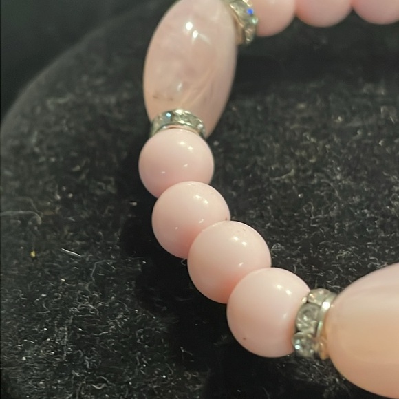 6” pink silver 15 round & oval stackable stretch bracelet - Picture 7 of 10